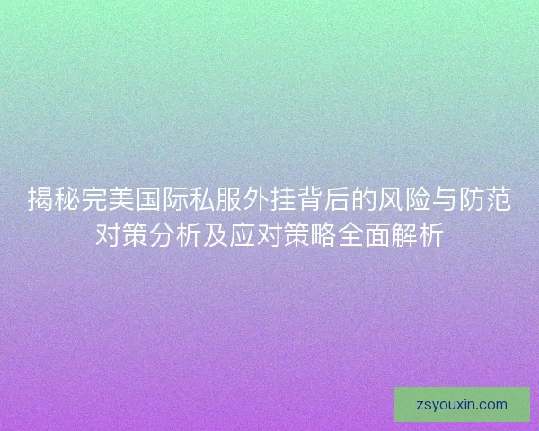 揭秘完美国际私服外挂背后的风险与防范对策分析及应对策略全面解析